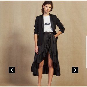 Sandro Ilona Ruffled Midi Skirt Size 3 Med-Large